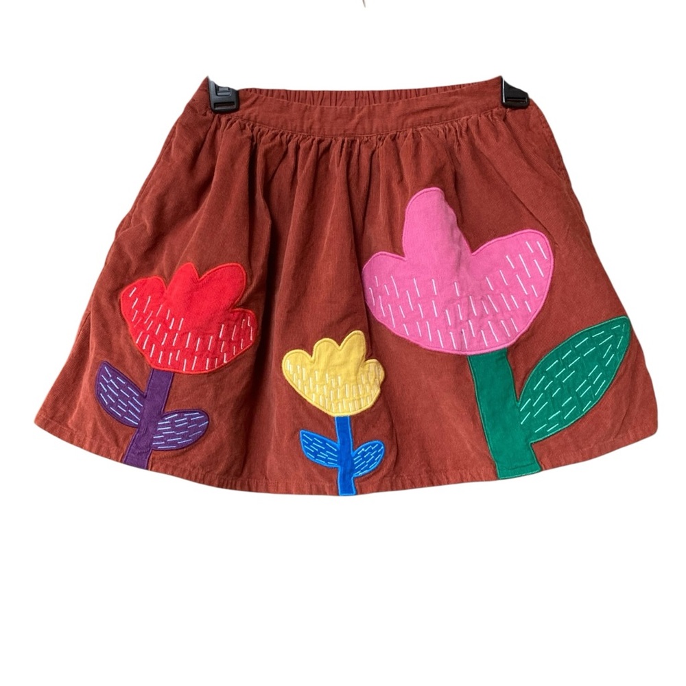 Mini Boden Tulip Corduroy Appliqué Pleated Skirt 8/9y